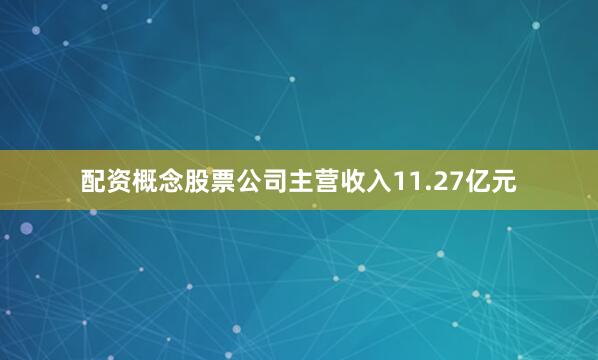 配资概念股票公司主营收入11.27亿元
